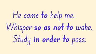 So As and (In Order) To for Purpose